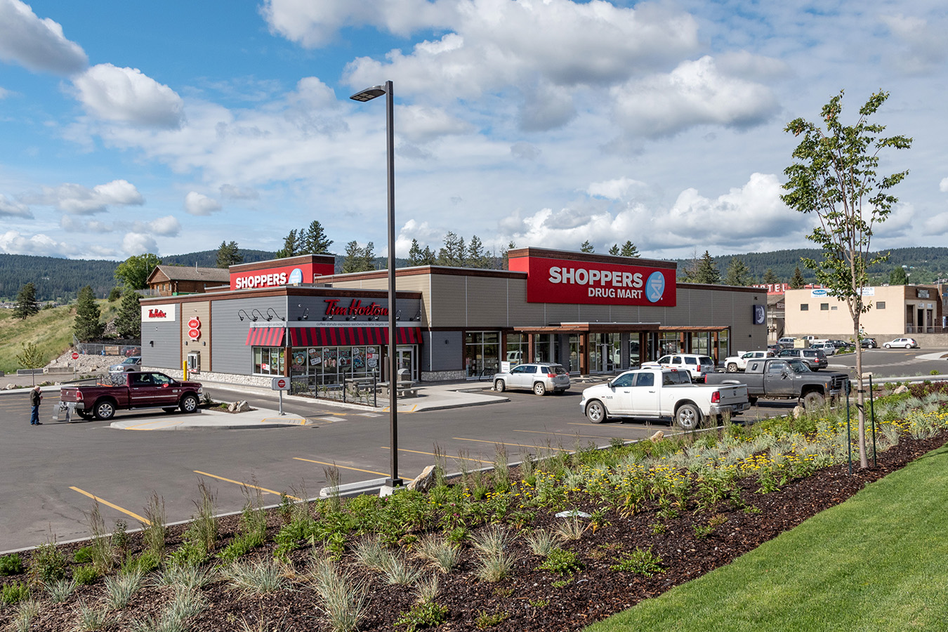 Lake City Centre, Williams Lake BC | Sitings acquired, rezoned, remediated, and developed the new multi-tenant retail building now occupied by Shoppers Drug Mart and Tim Hortons